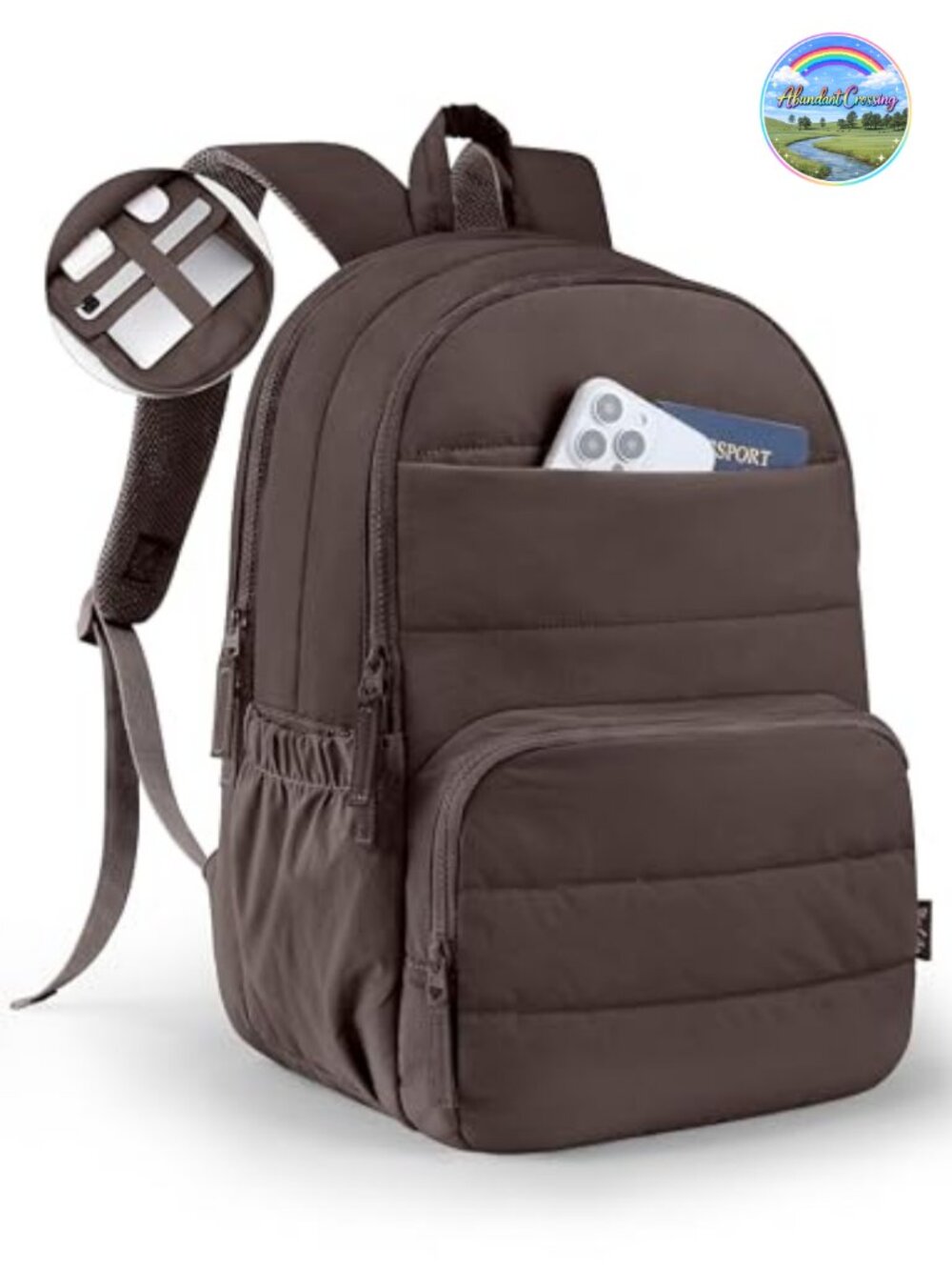 Uselike Quilted Laptop Backpack 15.6 inch Water Resistant Travel Bookbag